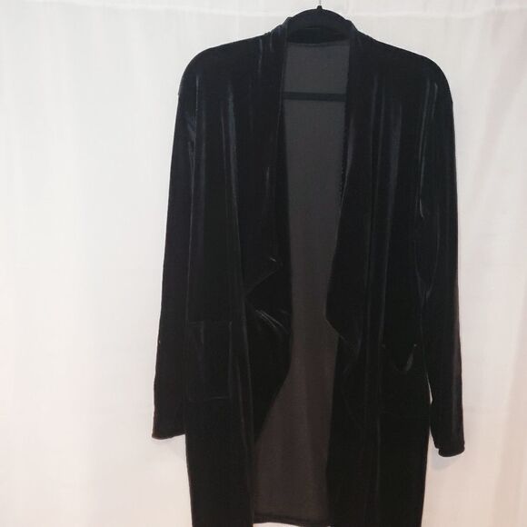 Women's Black Open-Front Long Sleeve Sweater Size Large - Picture 1 of 8